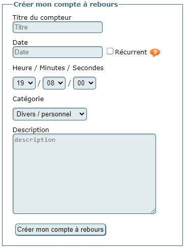 tuto formulaire cration compte  rebours personnalis en ligne